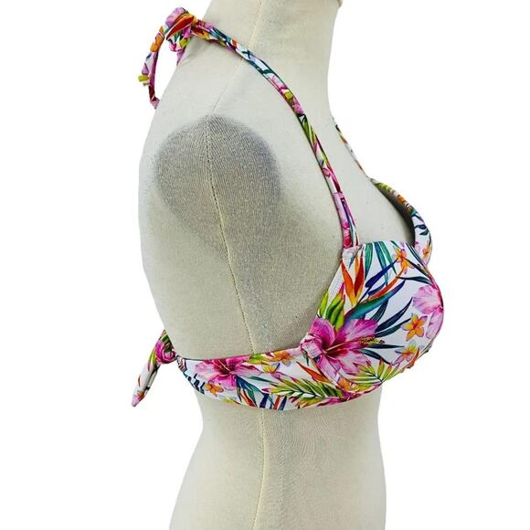 Live Love Dream Multicolor Tropical Halter Straps Floral Padded Bra Large - Picture 6 of 11